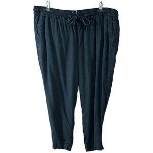 Old Navy Plus Women’s Size 2X Black Pull On Linen Blend Cuffed Pants